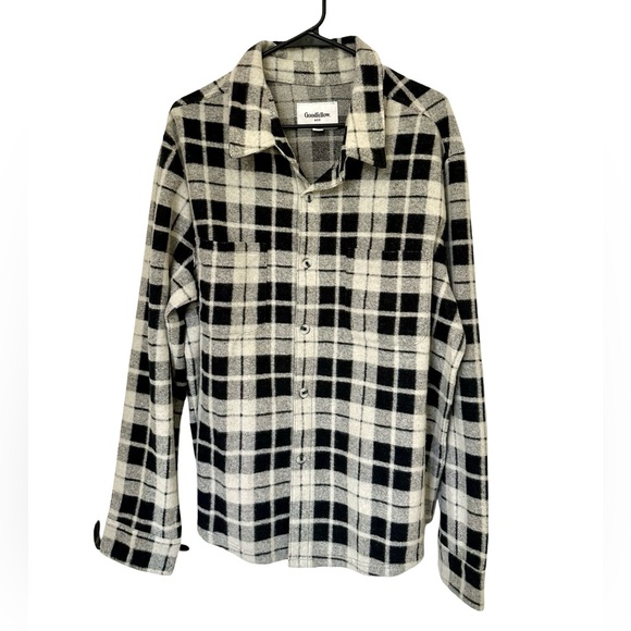 Men’s Goodfellow & Co Plaid Flannel Shirt Black and White Size XL - Picture 1 of 7